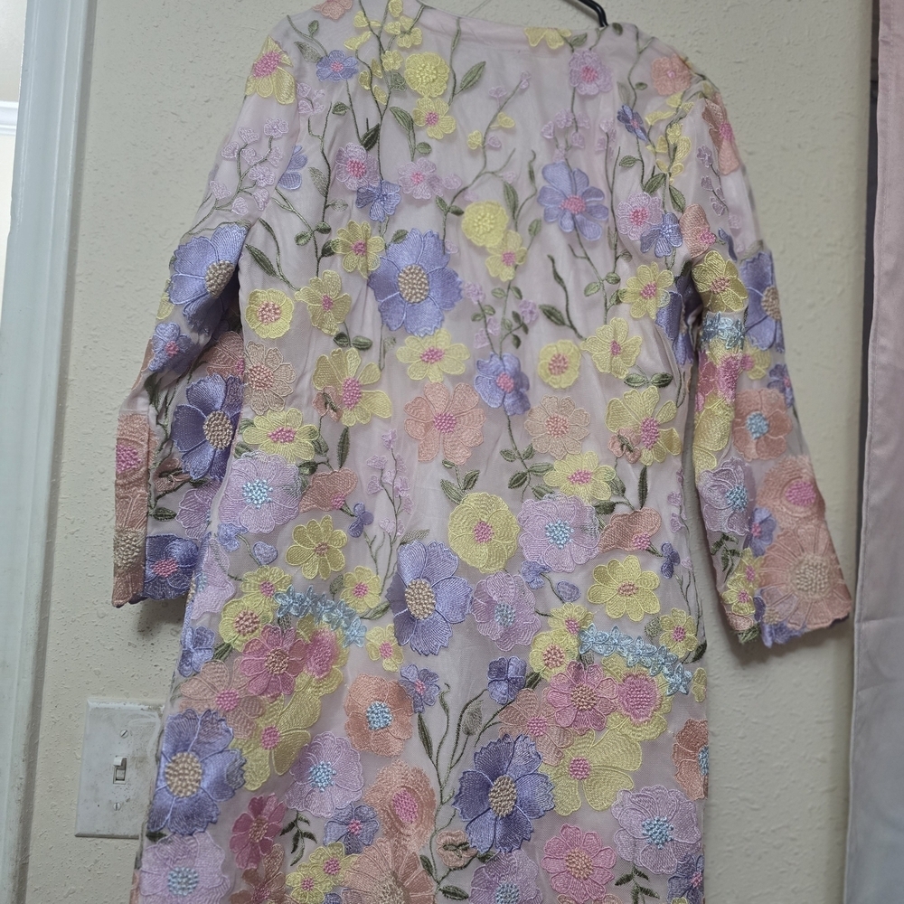 Pastel Floral Embroidered Duster Jacket - Picture 8 of 8